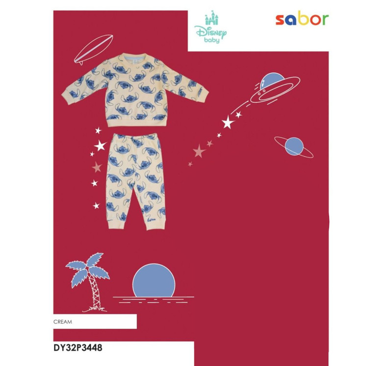 Pigiama neonato lungo in cotone invernale STITCH 3448