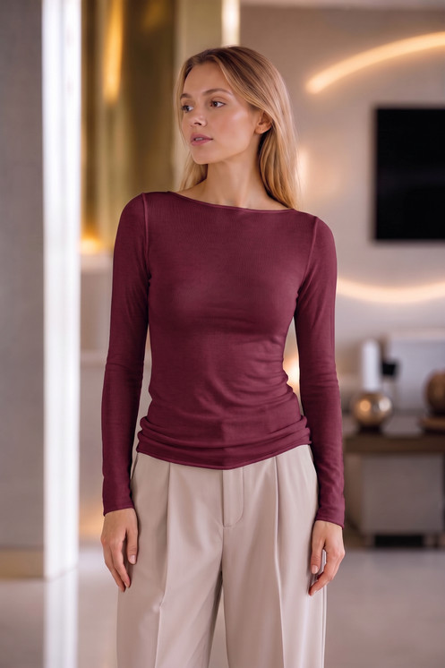 Esse Speroni Maglia donna manica lunga in cashmere scollo a barca 6416