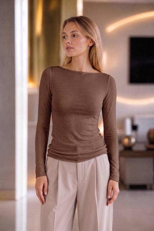 Esse Speroni Maglia donna manica lunga in cashmere scollo a barca 6416