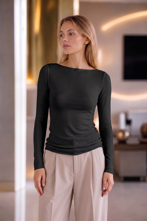 Esse Speroni Maglia donna manica lunga in cashmere scollo a barca 6416
