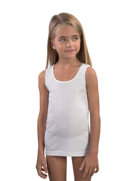 3 Pezzi Canotta Spalla Larga Bambina e Ragazza Mabrat 522 - 100% Puro Cotone Made in Italy