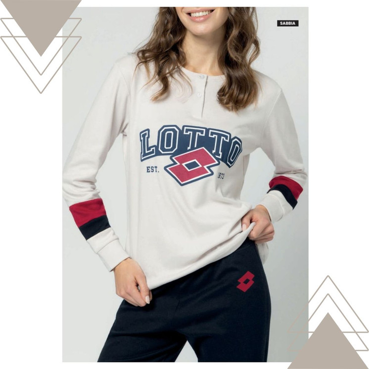 Pigiama donna invernale in cotone interlock manica lunga LP6106 LOTTO