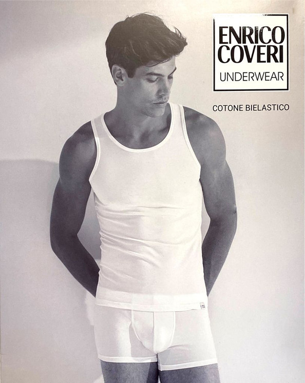 Enrico Coveri (3 pezzi) ET1002 Canotta Uomo Spalla Larga Cotone Elasticizzato