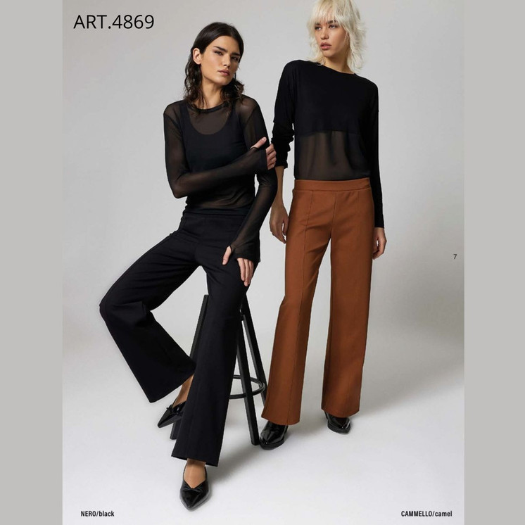 3 pz. Pantalone palazzo donna misto viscosa 4869  JADEA