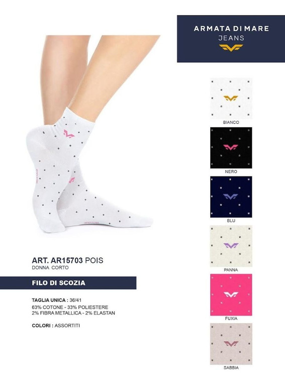 6 Paia Calza corta donna in cotone filo di scozia AR15703 ARMATA DI MARE