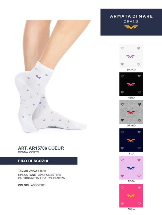 6 Paia Calza corta donna in cotone filo di scozia AR15706 ARMATA DI MARE