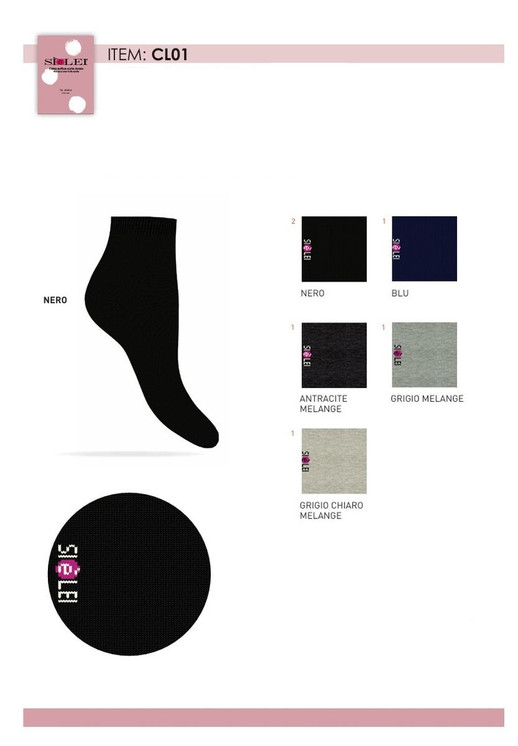 6 Paia Calza corta donna in caldoc cotone CL01 SIèLEI