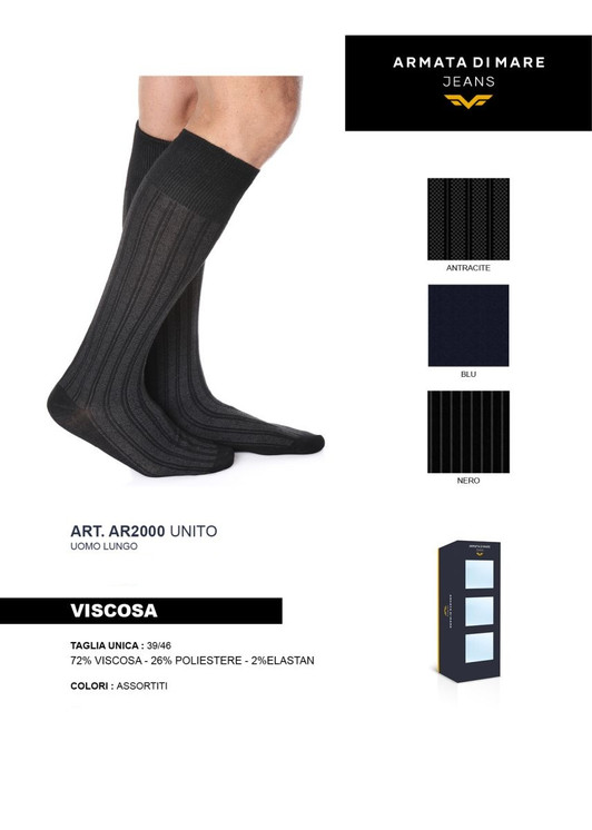 3 Paia Calza lunga uomo in viscosa AR2000 ARMATA DI MARE