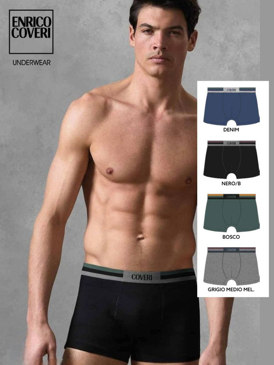 Enrico Coveri EB1312 Boxer Uomo Cotone Elasticizzato - 6 Pezzi