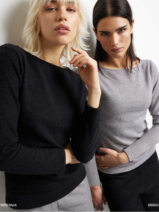 Maglia donna a manica lunga scollo a barca 4865 JADEA