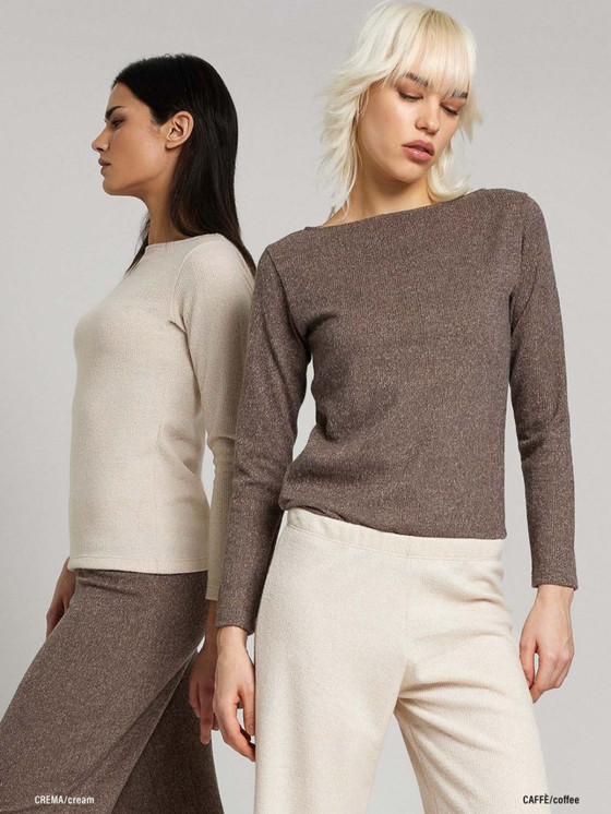 Maglia donna a manica lunga scollo a barca 4865 JADEA