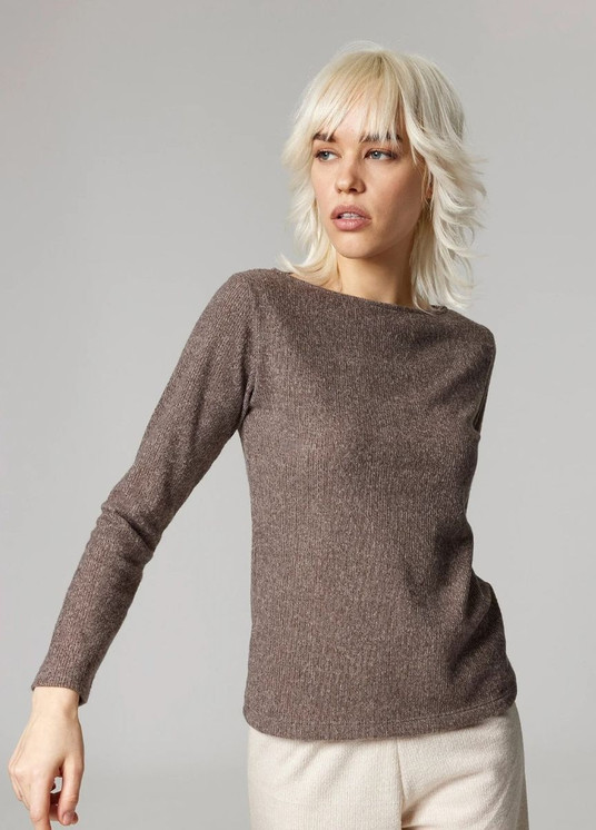 Maglia donna a manica lunga scollo a barca 4865 JADEA