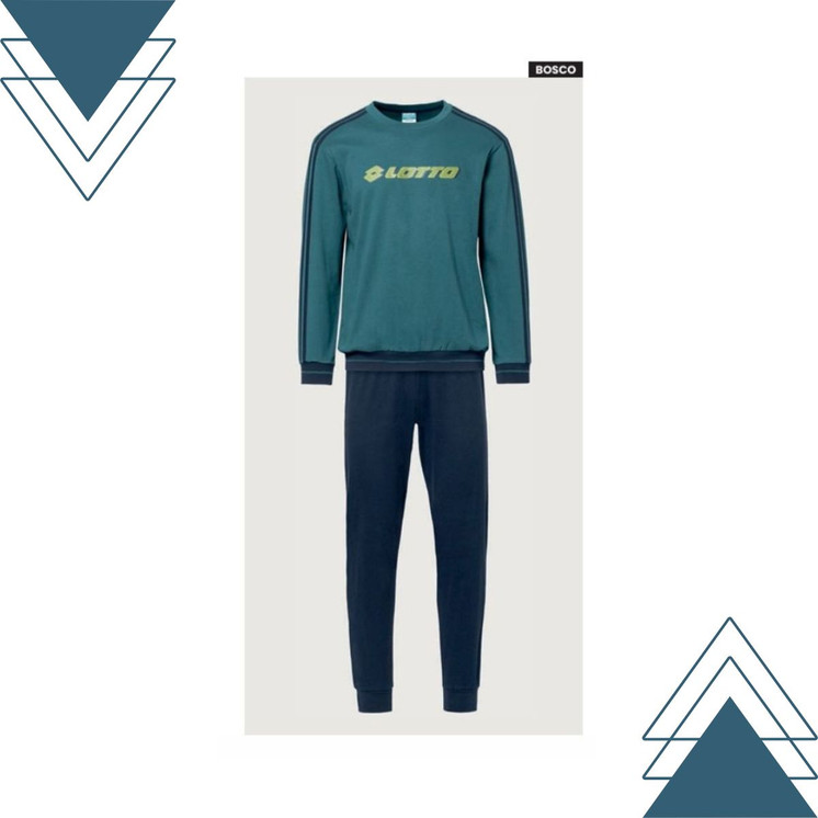 Pigiama uomo lungo invernale in cotone interlock LP2134 LOTTO