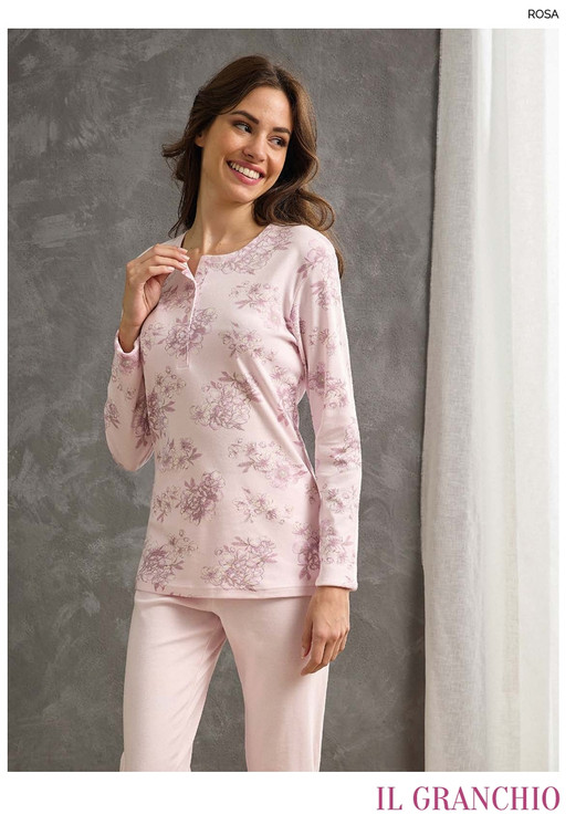 Pigiama donna invernale in caldo cotone lungo GP6129 IL GRANCHIO