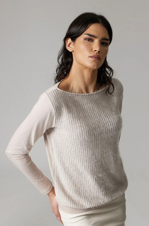 Maglia donna a manica lunga realizzata in un morbido mix di cotone 4863 JADEA