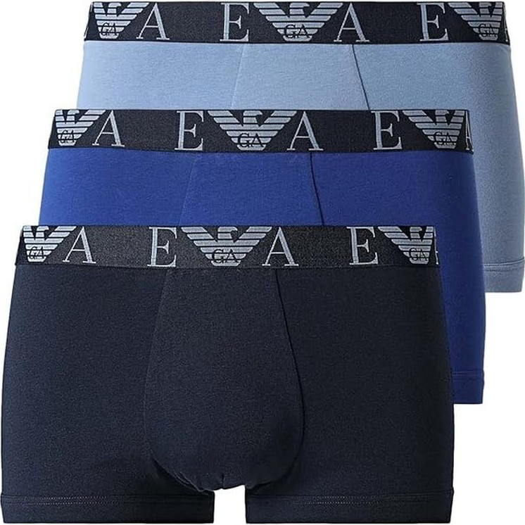 3 Boxer Uomo in Cotone Stretch con Vita Elastica Logata Emporio Armani