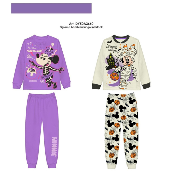 Pigiama bambina Halloween in caldo cotone interlock DY50A3660 MINNIE