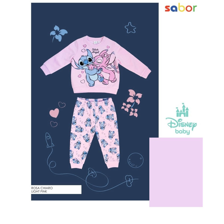 Pigiama neonata in cotone felpato DY32A8528 STITCH SABOR