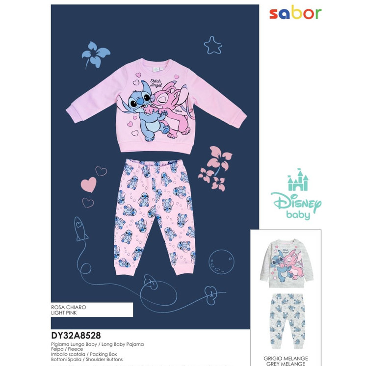 Pigiama neonata in cotone felpato DY32A8528 STITCH SABOR