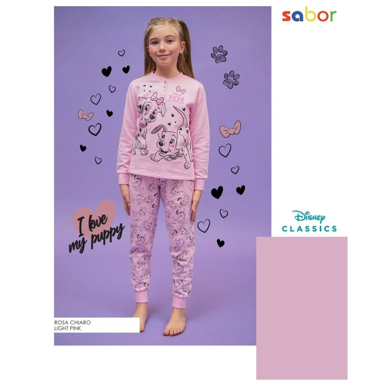 Pigiama bambina in cotone felpato DY50A3553 DALMATA SABOR