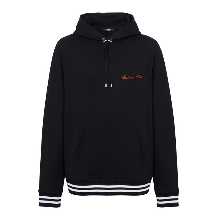 Felpa Uomo in cotone con cappuccio con stampa Balmain CH1JT047