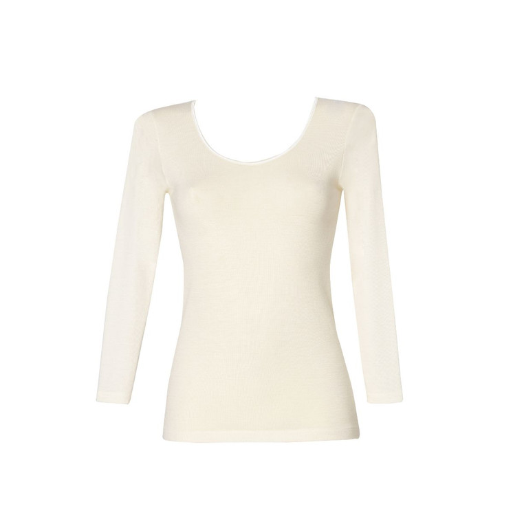 Emmebivi Maglia Donna Manica Lunga Lana e Seta con Bordo in raso  91404