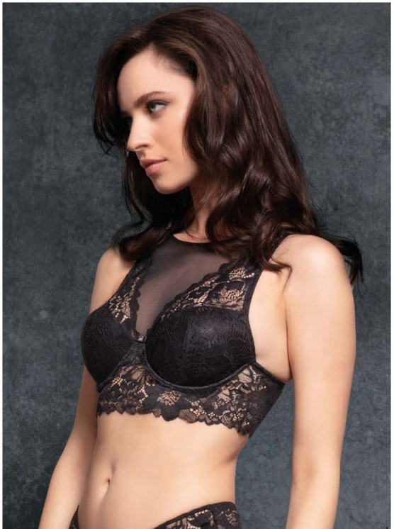 LORMAR Top Bra Donna tutto pizzo, imbottitura non graduata 