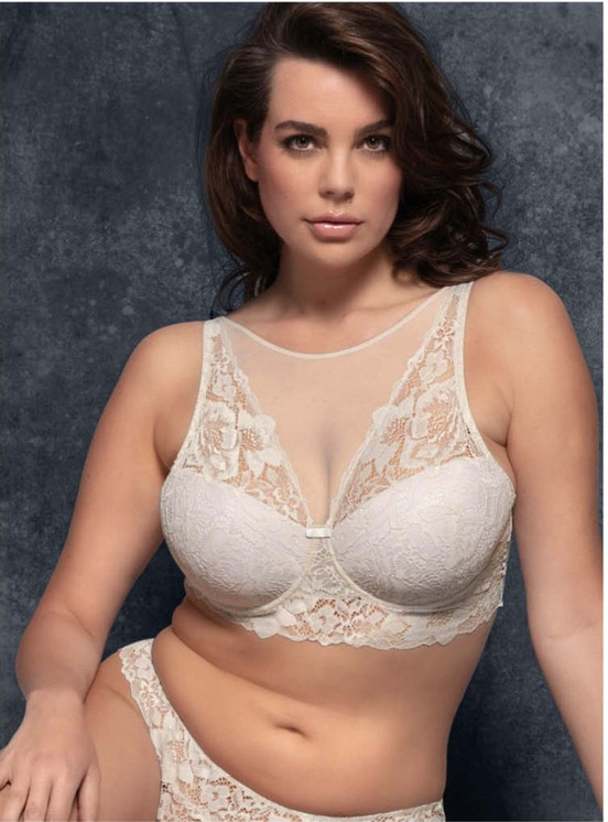LORMAR Top Bra Donna tutto pizzo, imbottitura non graduata 