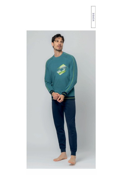 Pigiama Uomo Lungo Lotto LP1223 in Cotone Jersey Leggero Estivo