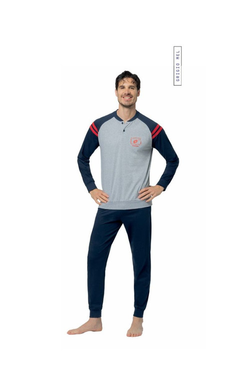 Pigiama Uomo Lungo Lotto LP1220 in Cotone Jersey Leggero Estivo