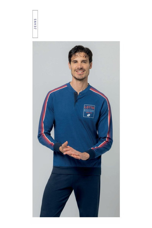 Pigiama Uomo Lungo Lotto LP1221 in Cotone Jersey Leggero Estivo