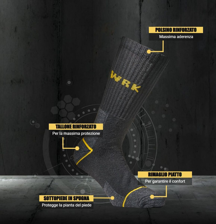 3 Paia Calza uomo corta da lavoro antinfortunistica WRK-01