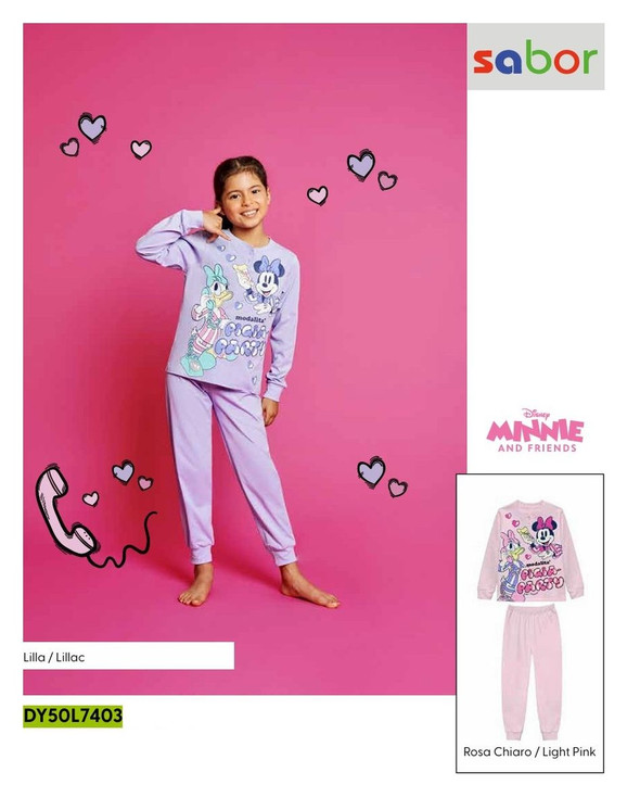 Pigiama bambina lungo in cotone estivo DY50L7403 MINNIE