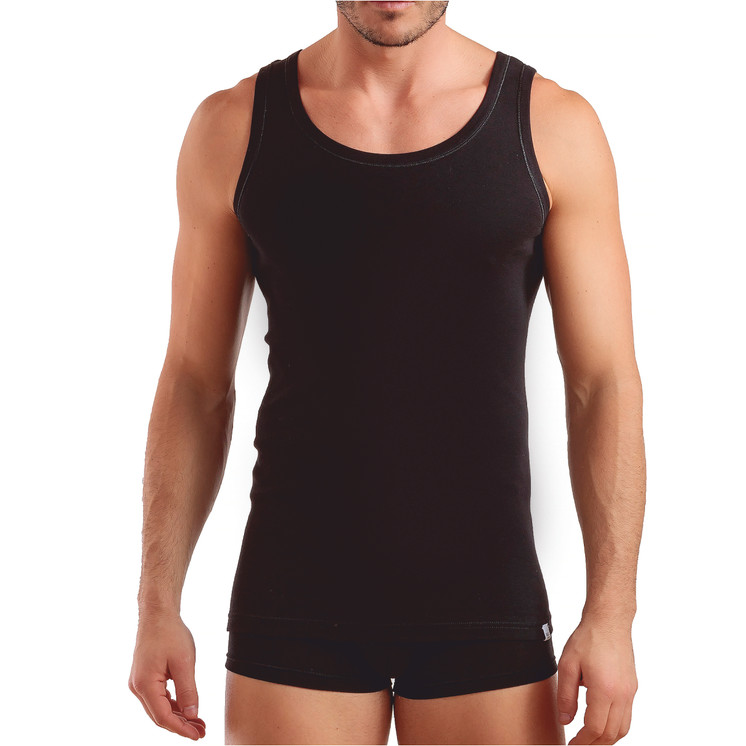Enrico Coveri ET1202 Canottiera Uomo Spalla Larga Cotone Interlock - 3 Pz