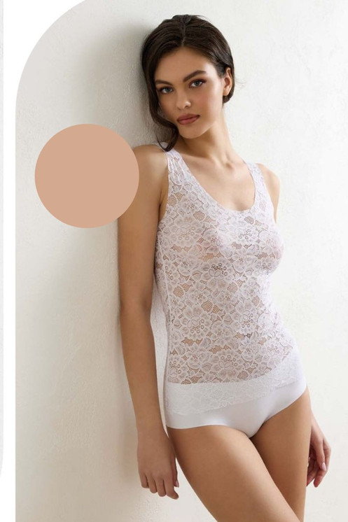 Canotta donna pizzo taglio laser spalla larga 8024 Jadea