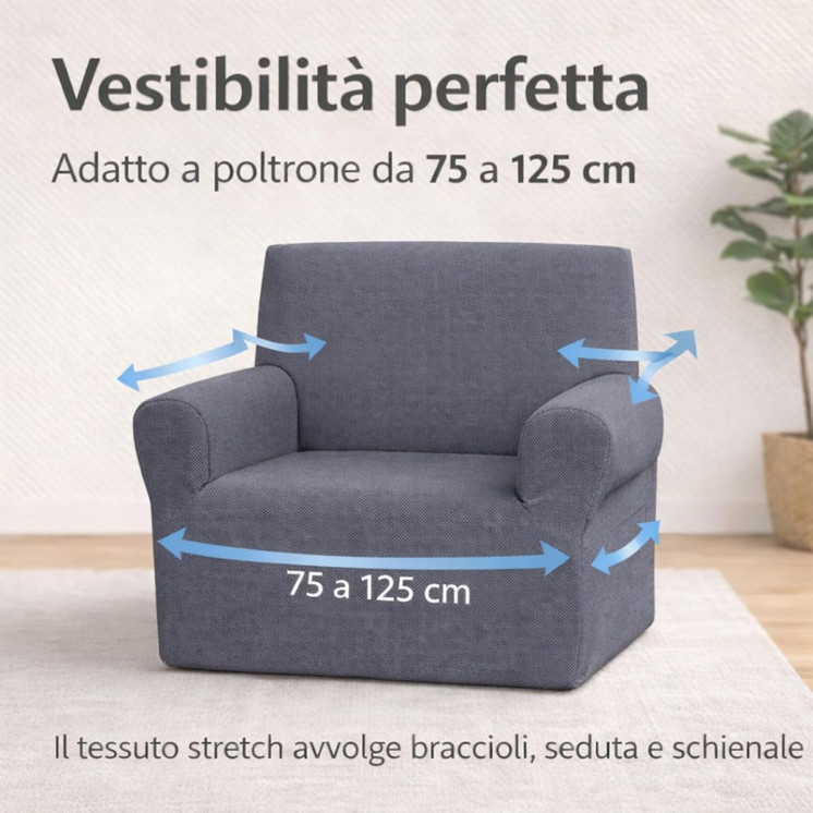 Copripoltrona 1 Posto Tessuto Stretch Elastico Made in Italy Buccia di Mela Mixo - Made in Italy