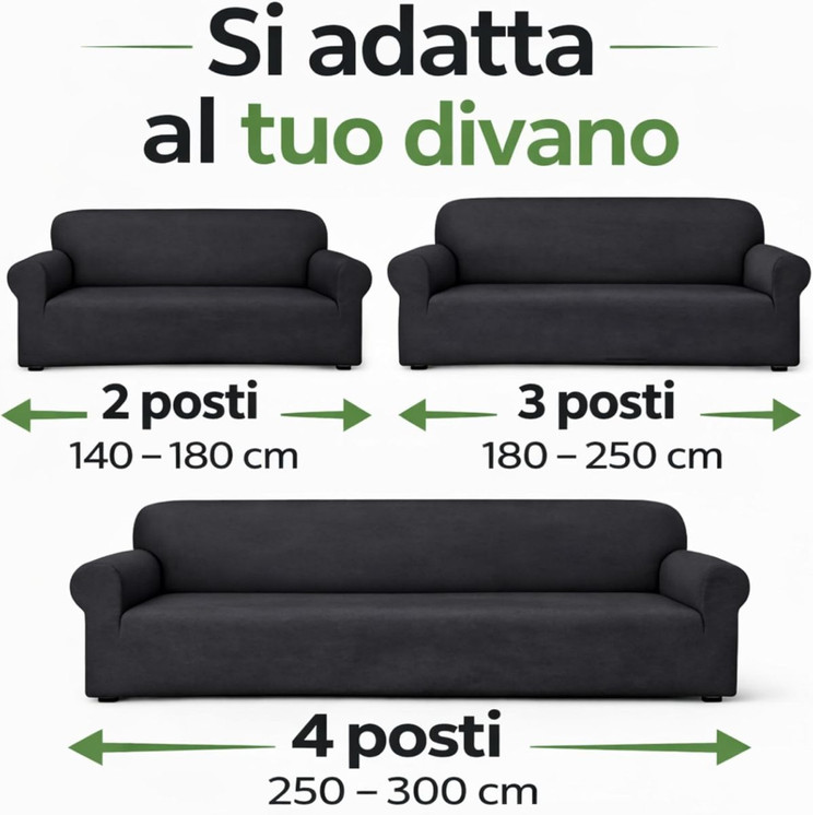 Copridivano 4 Posti SuperElastico Antipiega Anti Macchie Buccia di Mela Mixo -  Made in italy