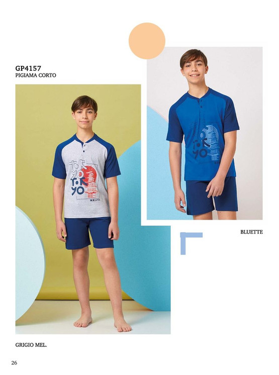 Pigiama corto ragazzo in cotone estivo GP4157 IL GRANCHIO