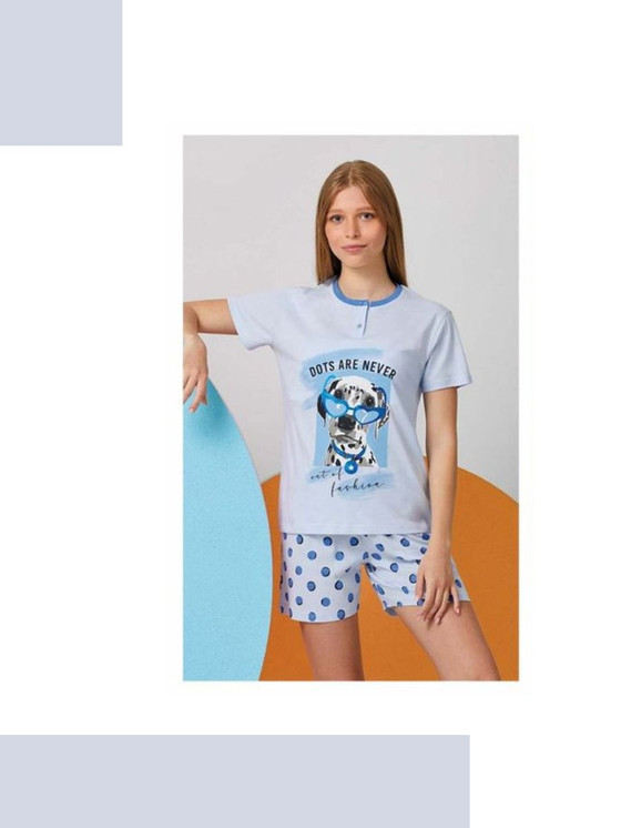 Pigiama corto ragazza in cotone estivo GP7135 IL GRANCHIO