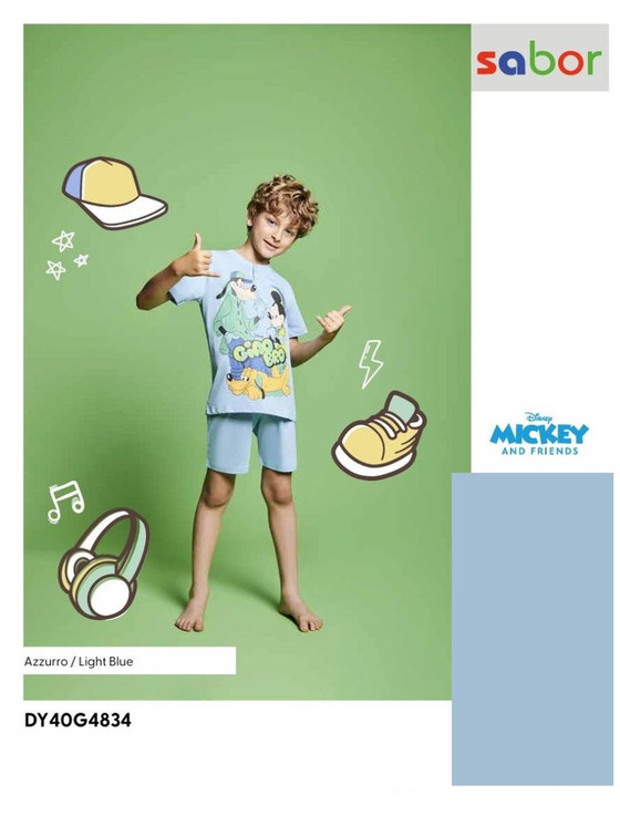 MICKEY Pigiama estivo corto bambino in cotone DY40G4834 SABOR