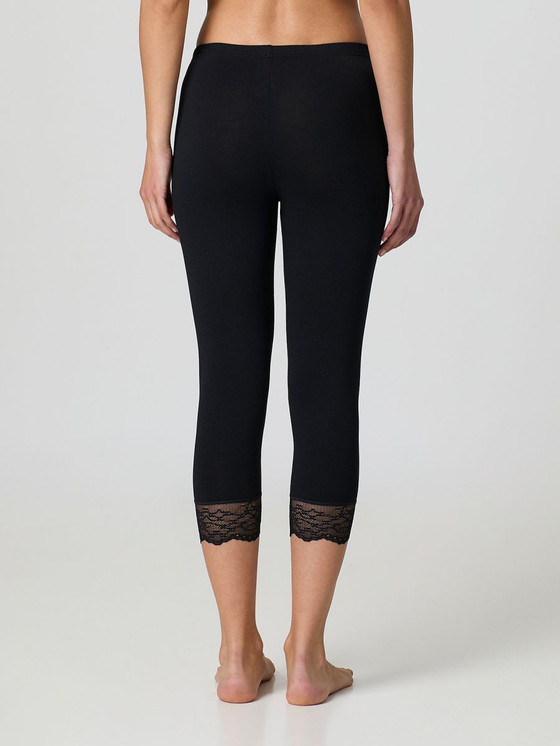 Jadea  Leggings Donna Modello Capri con pizzo in cotone Elasticizzato 4319