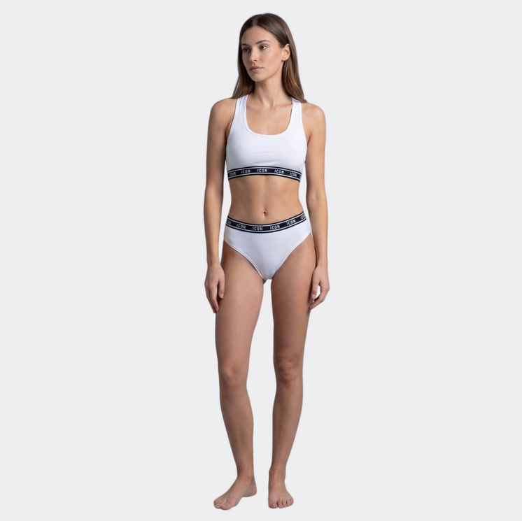 ICON IWU02 Slip Donna brasiliano in cotone bielastico con elastico esterno