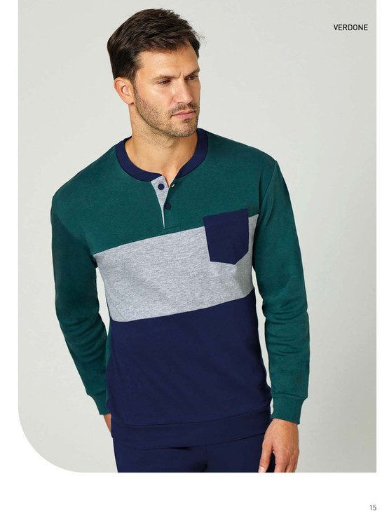 IL GRANCHIO Pigiama uomo invernale lungo in cotone interlock GP2122