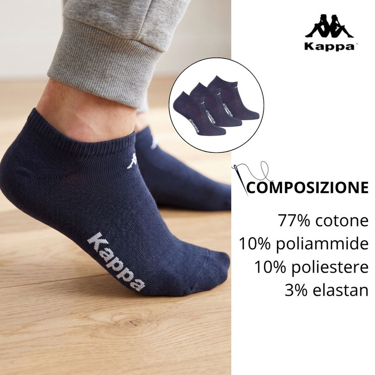 kAPPA (3 Paia) Minicalza Unisex Fantasmino Jersey di Cotone. Ideale per lo Sport K006