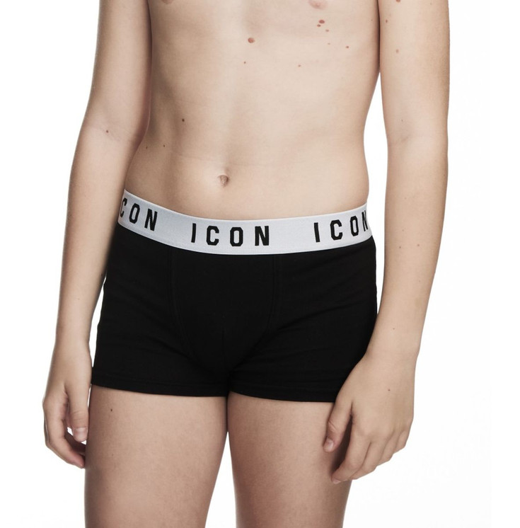 ICON (3 pezzi) Boxer ragazzo in cotone elasticizzato con logo a contrasto 001733