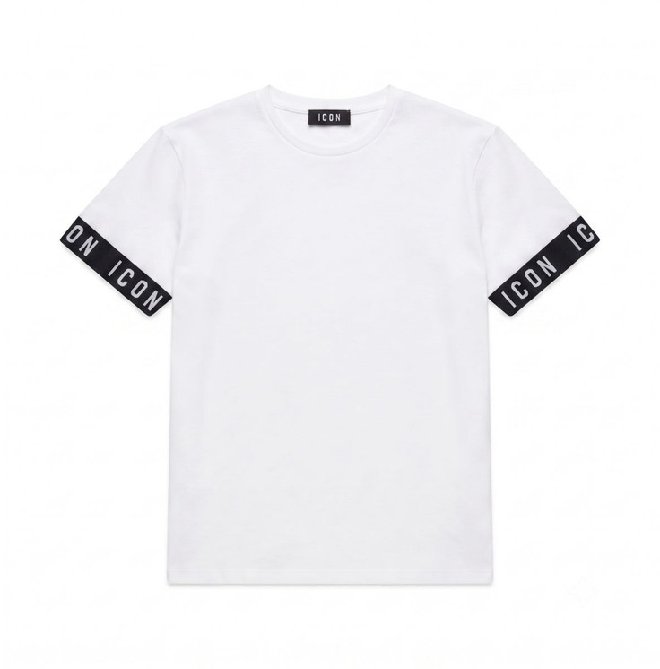 ICON T-shirt ragazzo girocollo mezza manica in cotone con logo a contrasto 1730