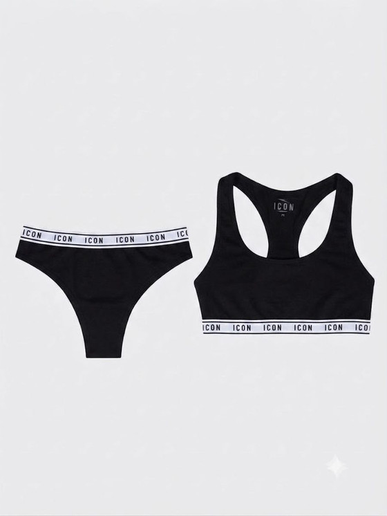 ICON Coordinato ragazza brassiere+slip  cotone elasticizzato con logo  1749