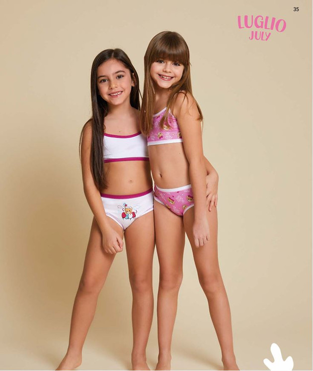 JADEA Coordinato Bambina Brassiere + Slip in Cotone Elasticizzato 853