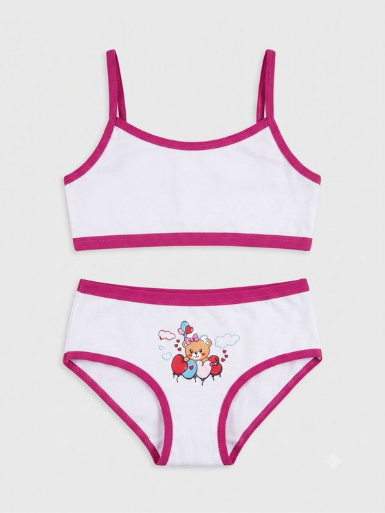 JADEA Coordinato Bambina Brassiere + Slip in Cotone Elasticizzato 853