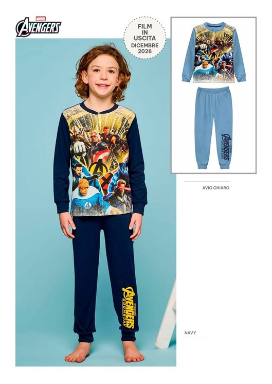 AVENGERS Pigiama bambino manica lunga in cotone interlock MV40M7806